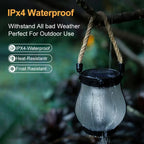 Solar Flame Lamp Rechargeable Hanging Courtyard Decoration Garden Lantern Lighting Lamp with Hemp Rope Outdoor Camping Lamp