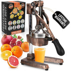 Zulay Kitchen Premium Manual Citrus Juicer - Heavy-Duty Cast Iron Citrus Squeezer with 5-Inch Bowl, Stainless Steel Filter Cone, Comfortable Grip