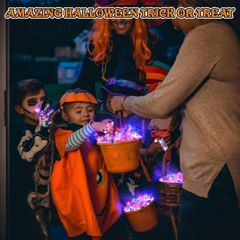 50Pcs LED Halloween Ring,Halloween Ring,Glowing Pumpkin Skull Ring Gift,Halloween Christmas Party Decoration Home Horror Props Supplies,Perfect for Halloween