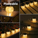 PARTPHONER Solar Lanterns Solar Lights Outdoor Waterproof 6-Pack, Solar Powered Hanging Lights Cracked Glass Hanging Globes for Christmas Decoration, Shepherd Hook, Garden Tree Ornaments