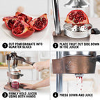 Zulay Kitchen Premium Manual Citrus Juicer - Heavy-Duty Cast Iron Citrus Squeezer with 5-Inch Bowl, Stainless Steel Filter Cone, Comfortable Grip