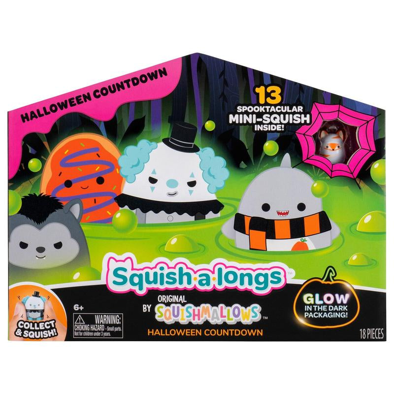 Squishmallows Squish-A-Longs Halloween Countdown 13 Days Calendar - 13 Mini Squish Collectibles - 1-Inch Scale Squish Squeezable Plastic Figures - Spooky Cute Design