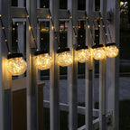 PARTPHONER Solar Lanterns Solar Lights Outdoor Waterproof 6-Pack, Solar Powered Hanging Lights Cracked Glass Hanging Globes for Christmas Decoration, Shepherd Hook, Garden Tree Ornaments