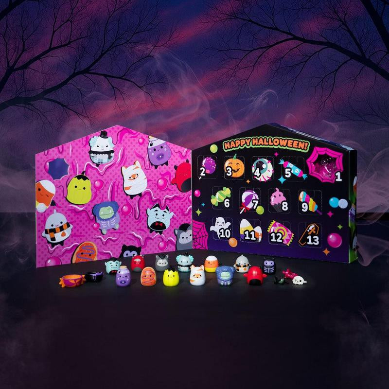 Squishmallows Squish-A-Longs Halloween Countdown 13 Days Calendar - 13 Mini Squish Collectibles - 1-Inch Scale Squish Squeezable Plastic Figures - Spooky Cute Design