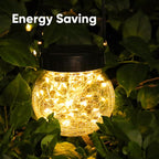 PARTPHONER Solar Lanterns Solar Lights Outdoor Waterproof 6-Pack, Solar Powered Hanging Lights Cracked Glass Hanging Globes for Christmas Decoration, Shepherd Hook, Garden Tree Ornaments