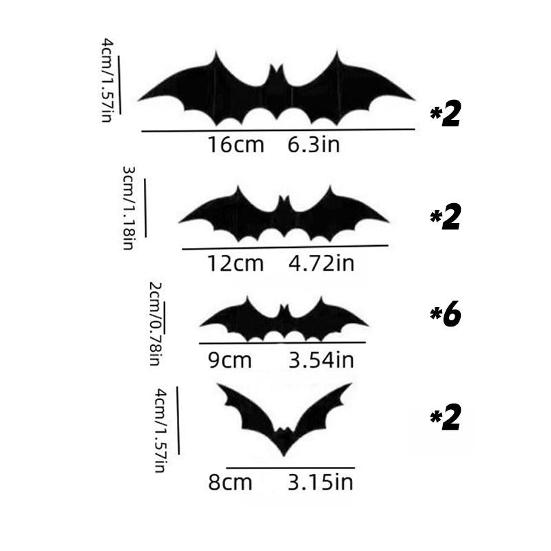 LED Light Bat Decorations - 12-24-36 Pack Lighted 3D Bat Stickers Assorted Sizes for Halloween Party Bedroom Window Decorations Indoor Outdoor Home Decals