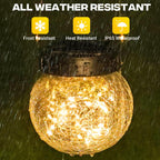 PARTPHONER Solar Lanterns Solar Lights Outdoor Waterproof 6-Pack, Solar Powered Hanging Lights Cracked Glass Hanging Globes for Christmas Decoration, Shepherd Hook, Garden Tree Ornaments
