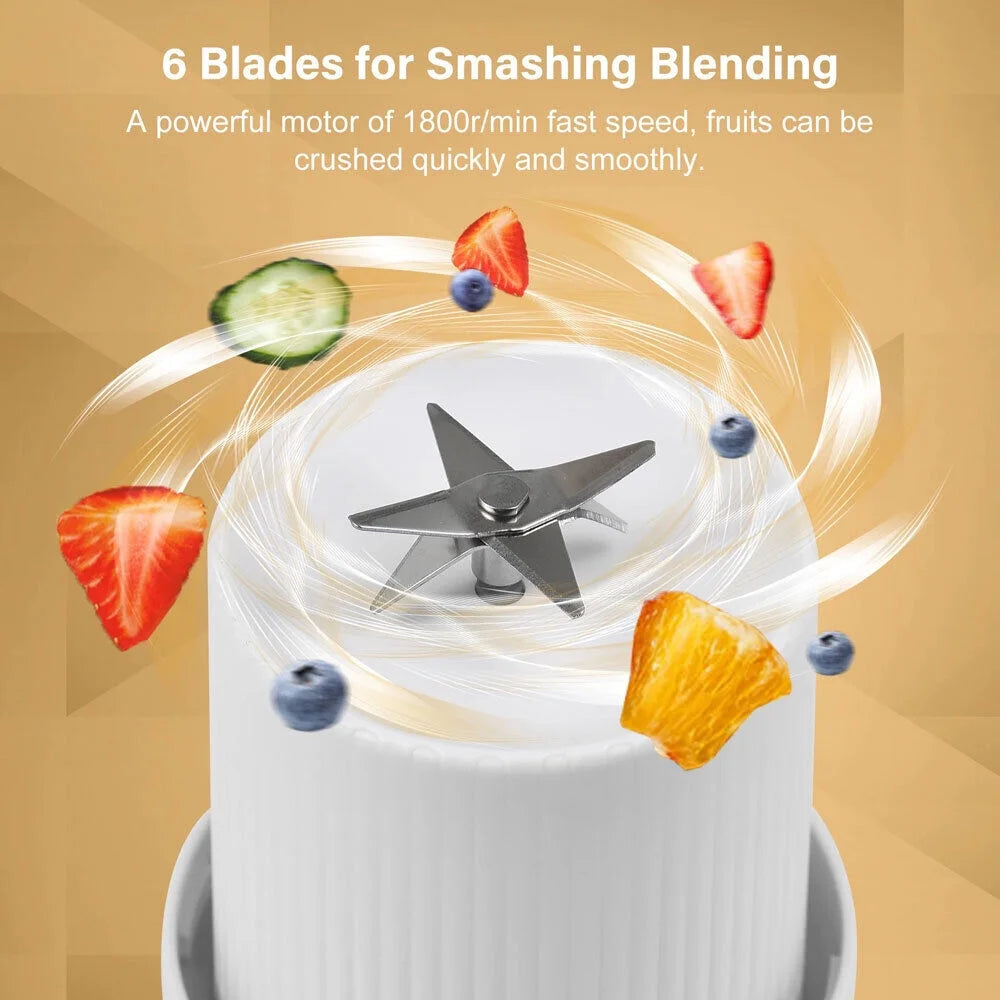 Portable Blender 1200 Mah 420 Ml Battery Powered Blender, White