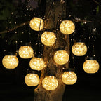 PARTPHONER Solar Lanterns Solar Lights Outdoor Waterproof 6-Pack, Solar Powered Hanging Lights Cracked Glass Hanging Globes for Christmas Decoration, Shepherd Hook, Garden Tree Ornaments